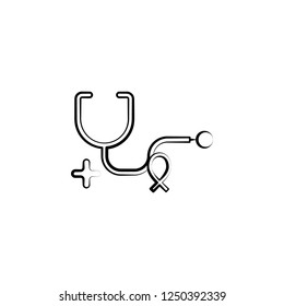 Stethoscope, woman, health hand drawn icon. One of the women health icons for websites, web design, mobile app