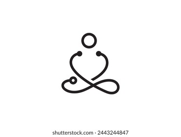 stethoscope with yoga logo. healthcare and medical symbol icon design