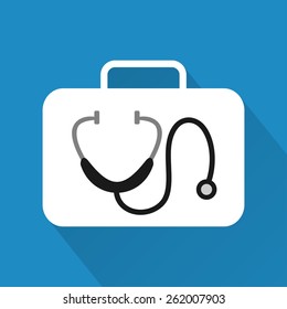 Stethoscope,modern design flat icon with long shadow