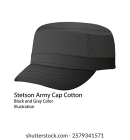 Stetson Army Cap Cotton Black and Gray Color Illustration