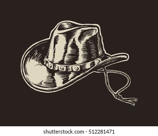 Stetson engraving brown background vector illustration.
