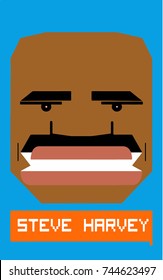 Steve Harvey Smiling On A Blue Background, Pixel Style 