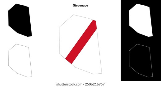 Conjunto de mapa de contorno en blanco de Stevenage