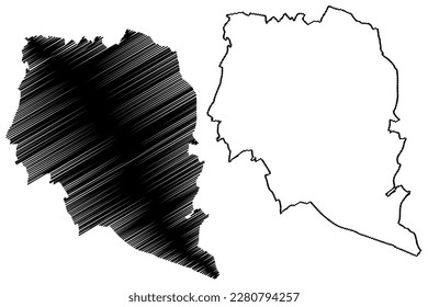Stevenage Non-metropolitan district, Town and borough (United Kingdom of Great Britain and Northern Ireland, ceremonial county Hertfordshire or Herts, England) map vector illustration, scribble sketch