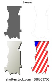 Stevens County, Washington blank outline map set