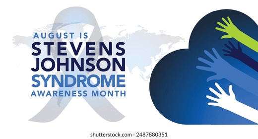 Stevens Johnson Syndrome Awareness Month is observed every year in August. Holiday concept. Template for background, banner, card, poster, placard, design template with unique shapes.