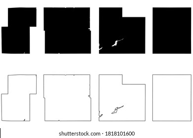 Stevens, Kanabec, Rice and Rock County, Minnesota (U.S. county, United States of America, USA, U.S., US) map vector illustration, scribble sketch map