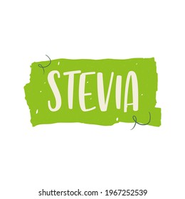 Logo de Stevia. el signo está en forma de un pincel con el texto Sucesivo de azúcar sustituto