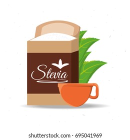 Stevia Natural Sweetener Packet And Leaves