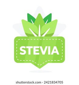 Stevia Natural Sweetener Product Badge Featuring Green Leaf Symbol