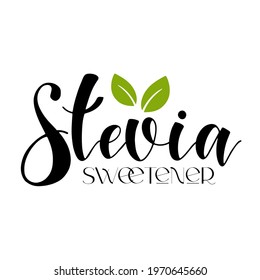 Stevia Organic Food Label. Vector Elements For Organic, Bio, Ecology Natural Design