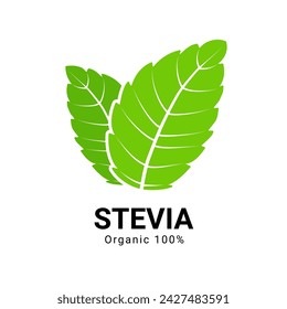 Stevia rebaudiana logo icon. Stevia leaf vector logo badge label plant natural extract. Herbal organic icon