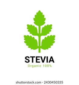 Stevia rebaudiana logo icon. Stevia leaf vector logo badge label plant natural extract. Herbal organic icon