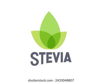 Stevia rebaudiana logo icon. Stevia leaf vector logo badge label plant natural extract. Herbal organic icon