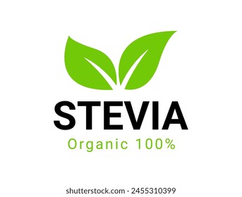 Stevia rebaudiana logo icon. Stevia leaf vector logo badge label plant natural extract. Herbal organic icon