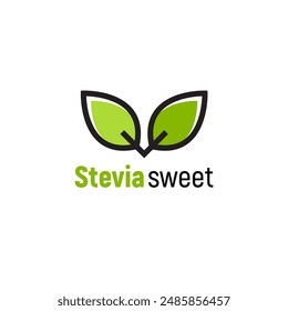 Stevia rebaudiana logo icon. Stevia leaf vector logo badge label plant natural extract. Herbal organic icon