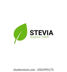 Icono del logo de Stevia rebaudiana. Extracto natural de la planta de la etiqueta de la insignia del logotipo del Vector de la hoja de Stevia. Icono orgánico herbario