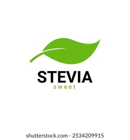 Icono del logo de Stevia rebaudiana. Extracto natural de la planta de la etiqueta de la insignia del logotipo del Vector de la hoja de Stevia. Icono orgánico herbario