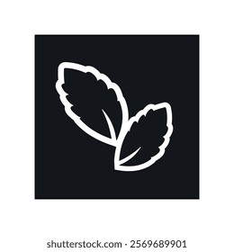 Stevia Sweet Plant Leaves Vector Label Symbol on White Background. Sugar Substitute Symbol with White Stroke. Organic, Bio and Ecological Icon. Health Care Logo Element.	