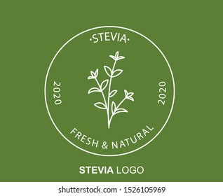 Stevia sweetener logo design. Vector spoon icon. Dietary supplements.