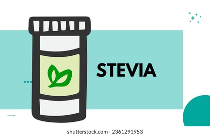 Stevia sweetener sugar substitute vector healthy product icons and labels illustration 