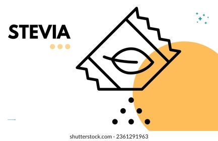 Stevia sweetener sugar substitute vector healthy product icons and labels illustration 