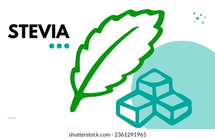 Stevian edulcorante sustituto del azúcar vector iconos saludables del producto y etiquetas ilustración 