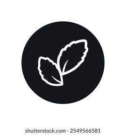 Stevia Sweetener Vector Circle Label Sign with Plant Leaves. Sugar Substitute. Organic, Bio and Ecological Black Icon. Health Care Labels for Tea Packaging and Web.