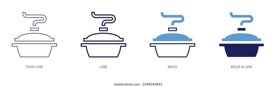 Stew cooking pot icon in 4 different styles. Thin Line, Line, Bold, and Bold Line. Duotone style. Editable stroke.