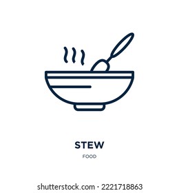 stew icon from food collection. Thin linear stew, pot, cooking outline icon isolated on white background. Line vector stew sign, symbol for web and mobile