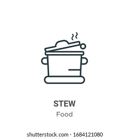 Stew outline vector icon. Thin line black stew icon, flat vector simple element illustration from editable food concept isolated stroke on white background