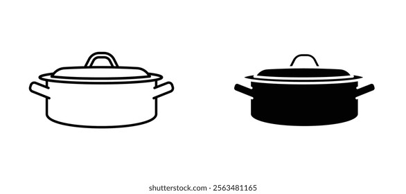 Stew pot icons in outline and fill. vector illustration for ui.