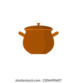 stew pot kitchen tools flat design vector illustration. Kitchenware icon