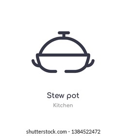 stew pot outline icon. isolated line vector illustration from kitchen collection. editable thin stroke stew pot icon on white background