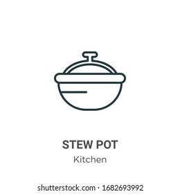 Stew pot outline vector icon. Thin line black stew pot icon, flat vector simple element illustration from editable kitchen concept isolated stroke on white background