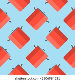 stew pot seamless pattern. kitchenware vector illustration