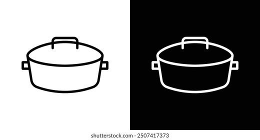 Stew pot thin line vector icon set.