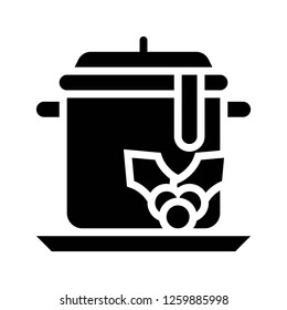 Stew pot vector, Chirstmas menu solid design icon 