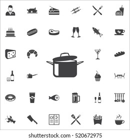 Stew pot vector icon on the white background. restaurant set of icons.