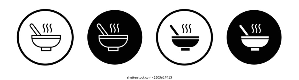 Stew vector icon set black filled and outlined style.