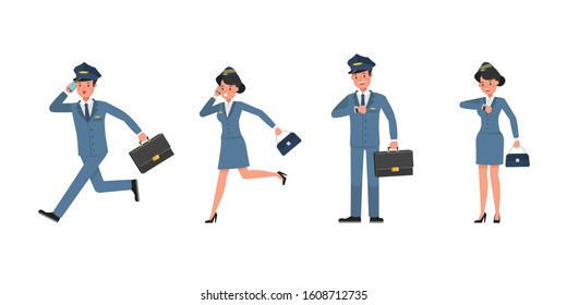 Steward Stewardess Character Vector Design Presentation Stock Vector ...