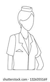 steward woman worker avatar in black and white
