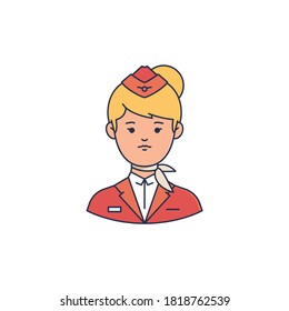 Stewardess avatar Icon of Flight attendant Female in red uniform