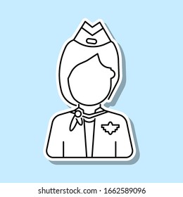 Stewardess avatar sticker icon. Simple thin line, outline vector of avatar icons for ui and ux, website or mobile application