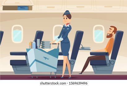 Stewardess background. Avia company persons standing in airport landscape fly pilots of airplane vector cartoon illustration