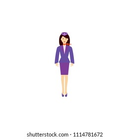 stewardess cartoon illustration. Element of profession cartoon icon for mobile concept and web apps. Colored stewardess flat illustration can used for web and mobile. Premium icon on white background