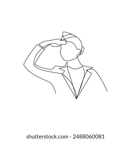 Stewardess drawn in line art style