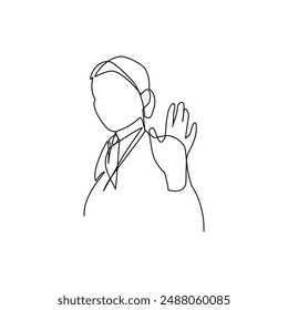 Stewardess drawn in line art style