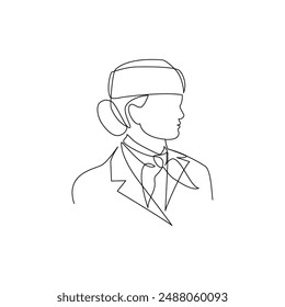 Stewardess drawn in line art style