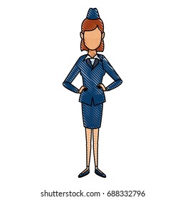 stewardess dressed in uniform professional service